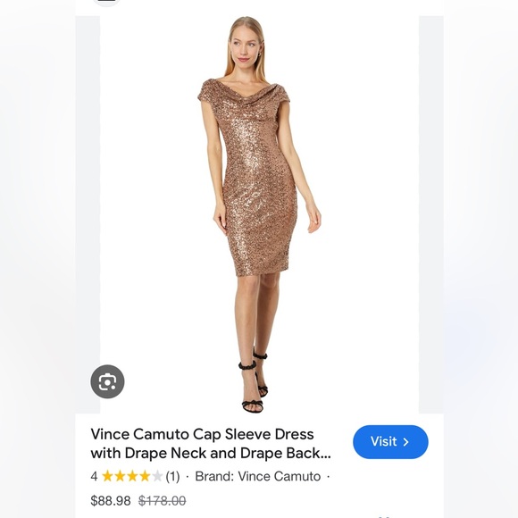 Vince Camuto Dresses & Skirts - Vince Camuto gold sequin cap sleeve dress